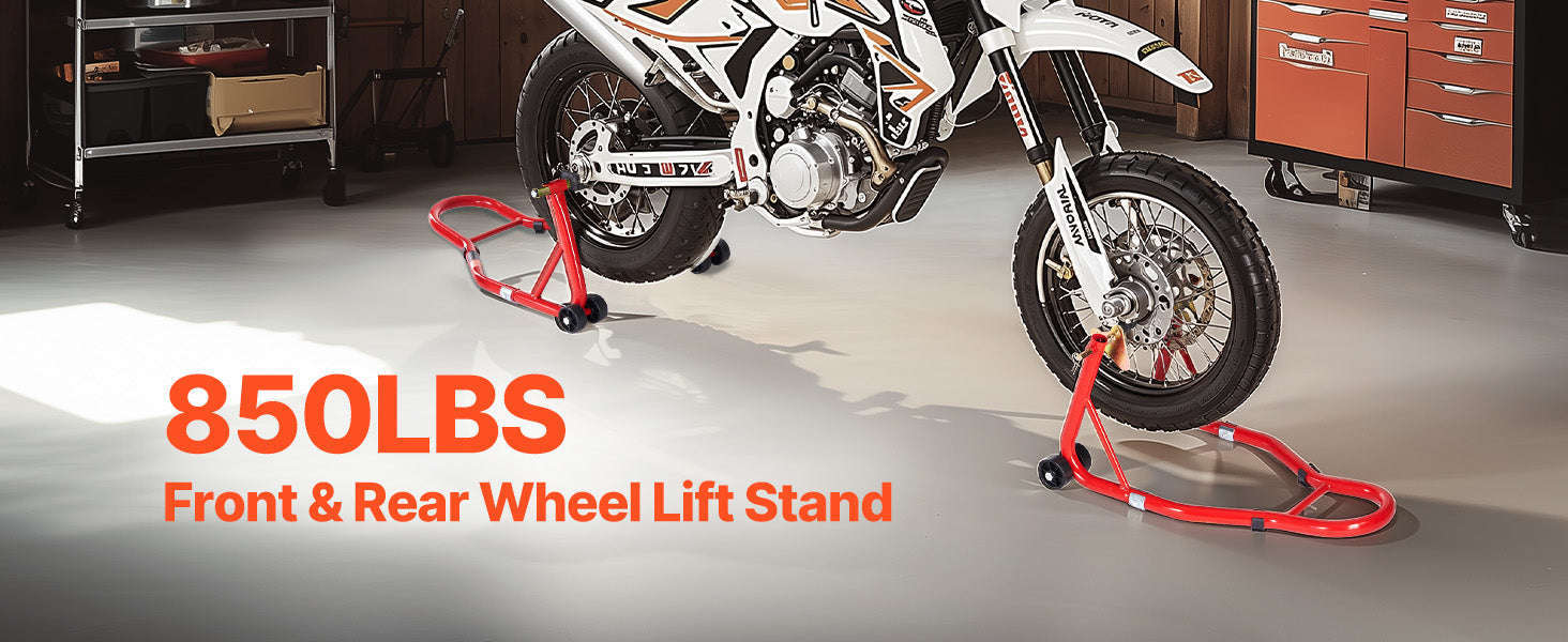 Motorcycle Front & Rear Stand Lift Combo 850lbs Adjustable-RED U  L Type / CZECH REPUBLIC