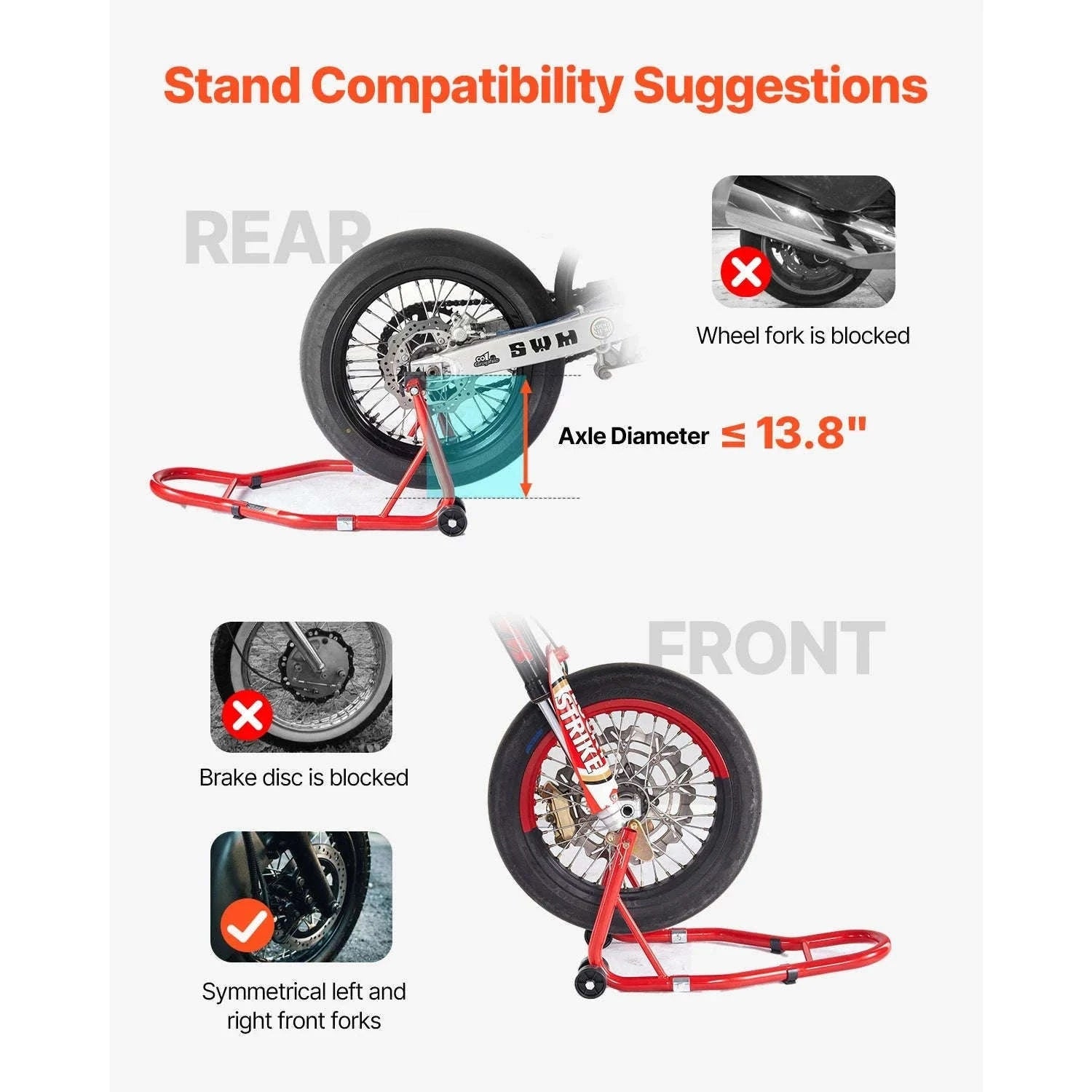 Motorcycle Front & Rear Stand Lift Combo 850lbs Adjustable-RED U  L Type / CZECH REPUBLIC