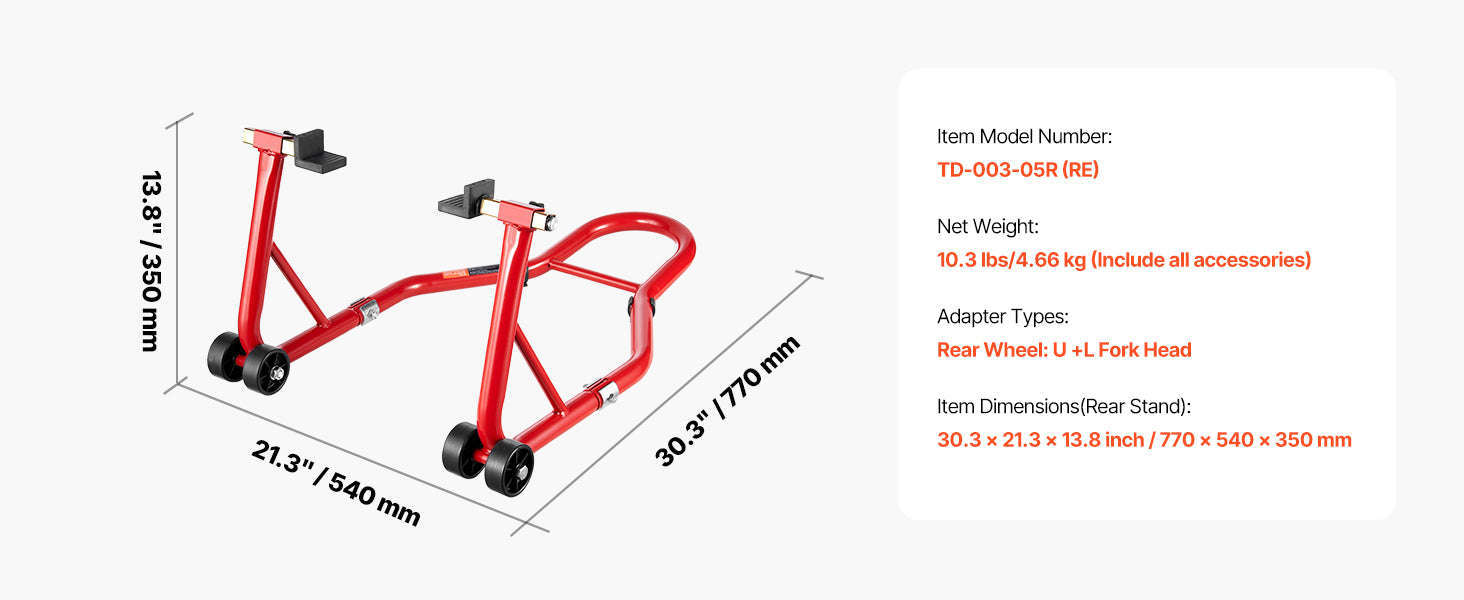 Motorcycle Front & Rear Stand Lift Combo 850lbs Adjustable-RED U  L Type / CZECH REPUBLIC