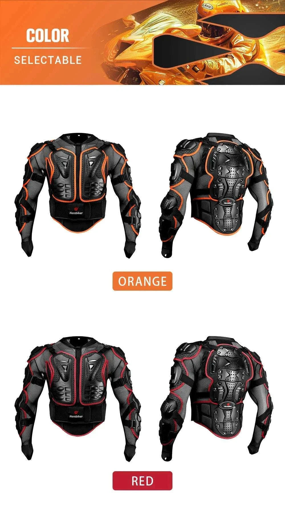 Motorcycle Full Body Armor Jacket with Spine Chest Protection-MC1001-Black / M