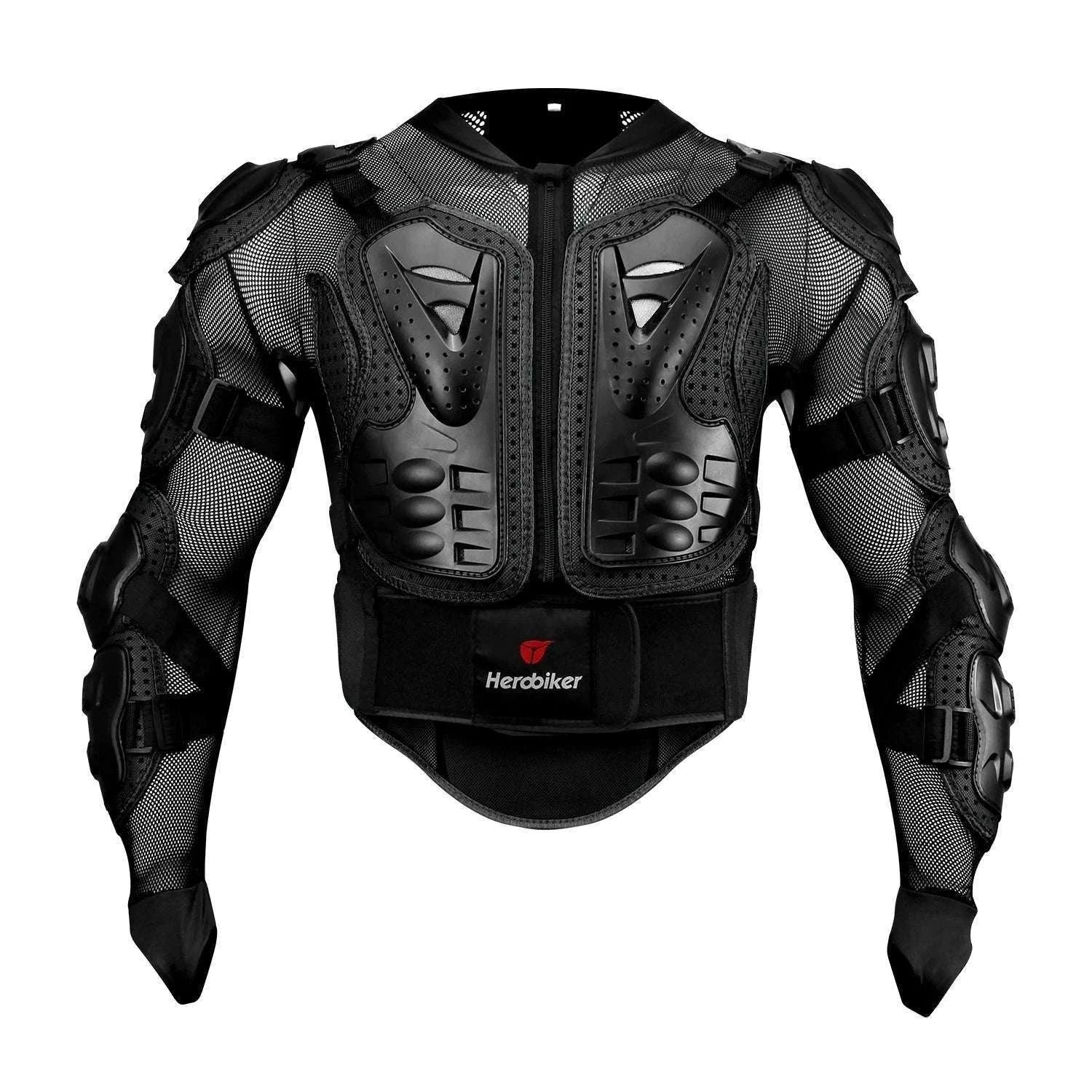 Motorcycle Full Body Armor Jacket with Spine Chest Protection-MC1001-Black / M