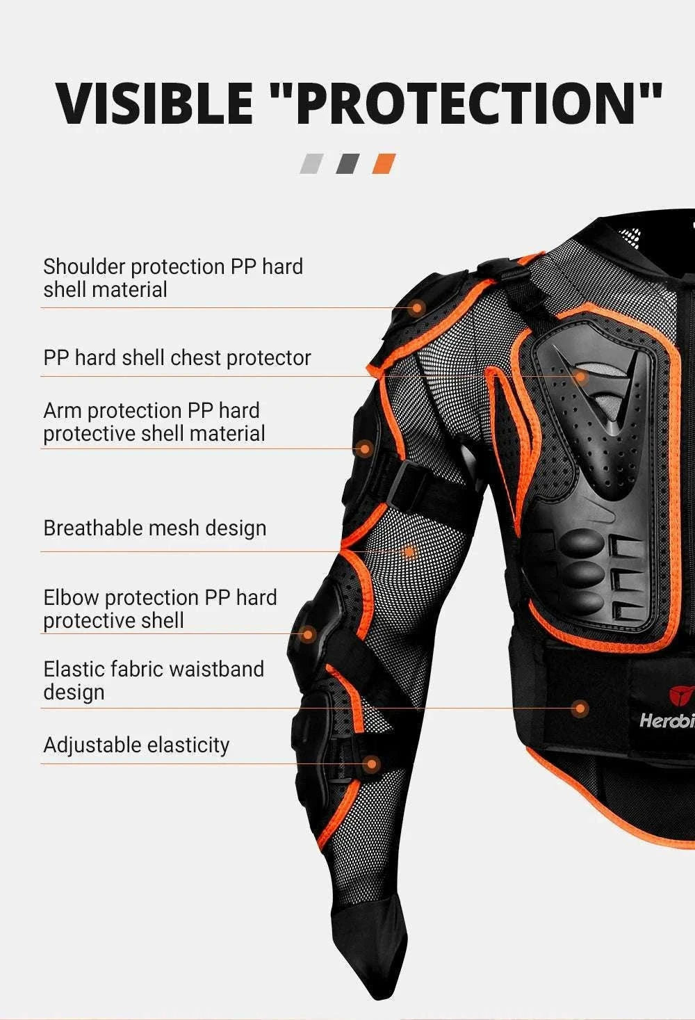 Motorcycle Full Body Armor Jacket with Spine Chest Protection-MC1001-Black / M
