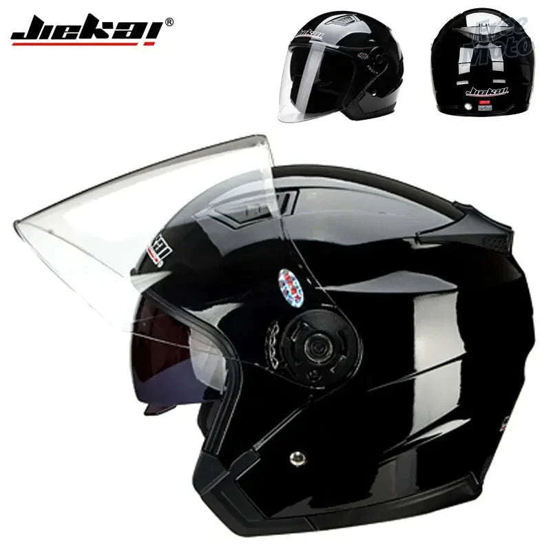 Motorcycle Half Helmet with Dual Visor UV Protection Lightweight-Matte Black / M