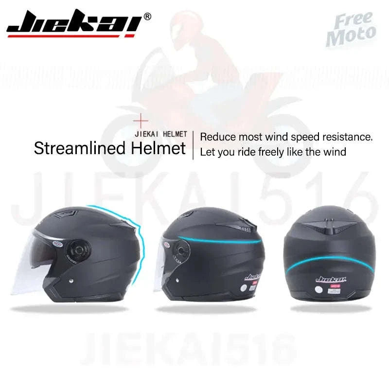 Motorcycle Half Helmet with Dual Visor UV Protection Lightweight-Matte Black / M