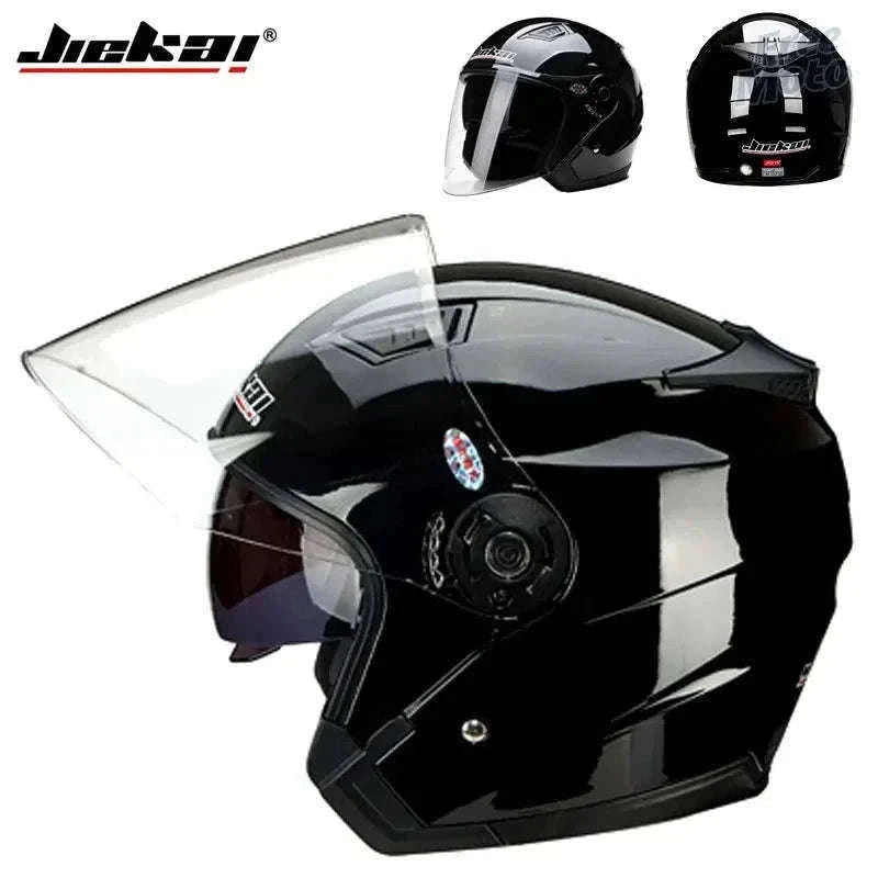 Motorcycle Half Helmet with Dual Visor UV Protection Lightweight-Matte Black / M