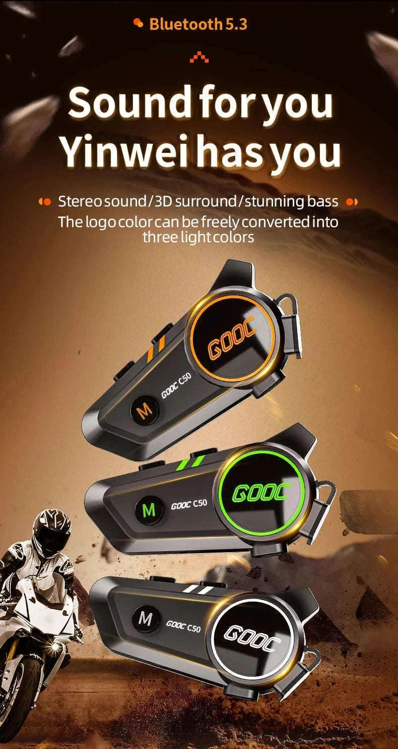 Motorcycle Helmet Bluetooth Headset with Deep Bass & Waterproof Design-hard Tube mic