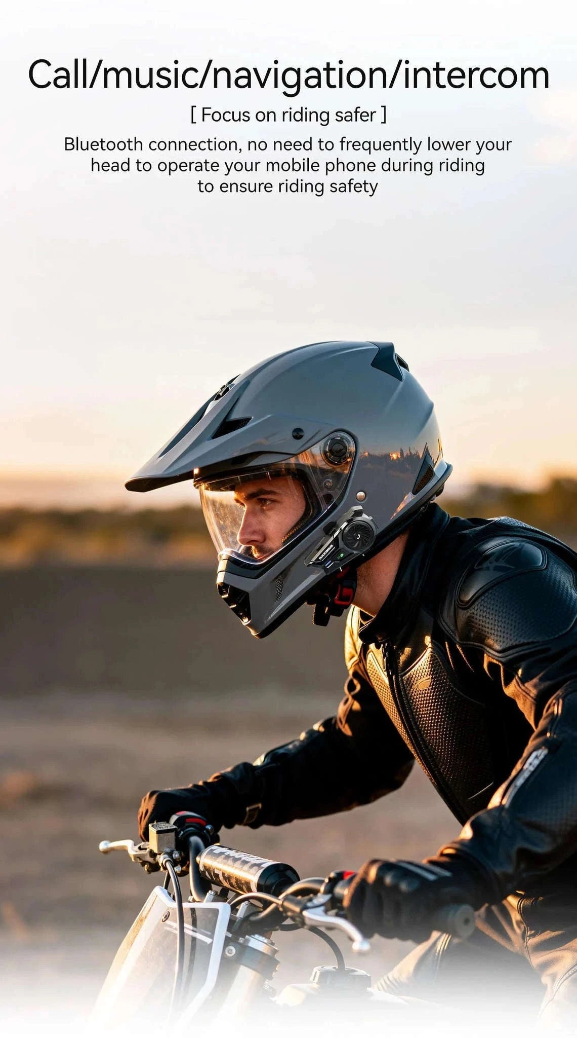 Motorcycle Helmet Bluetooth Headset with Intercom & Voice Control-R1