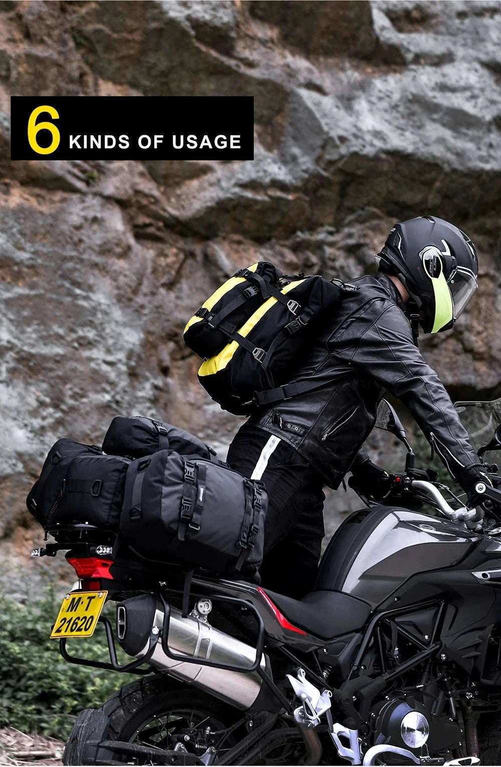 Motorcycle Rear Seat Bag Waterproof Luggage Pack-Black 10L / france