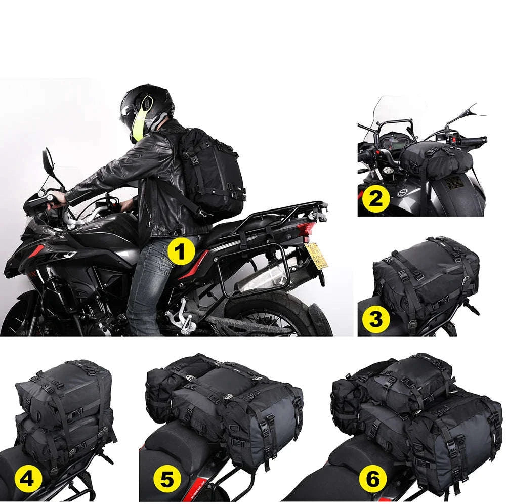 Motorcycle Rear Seat Bag Waterproof Luggage Pack-Black 10L / france
