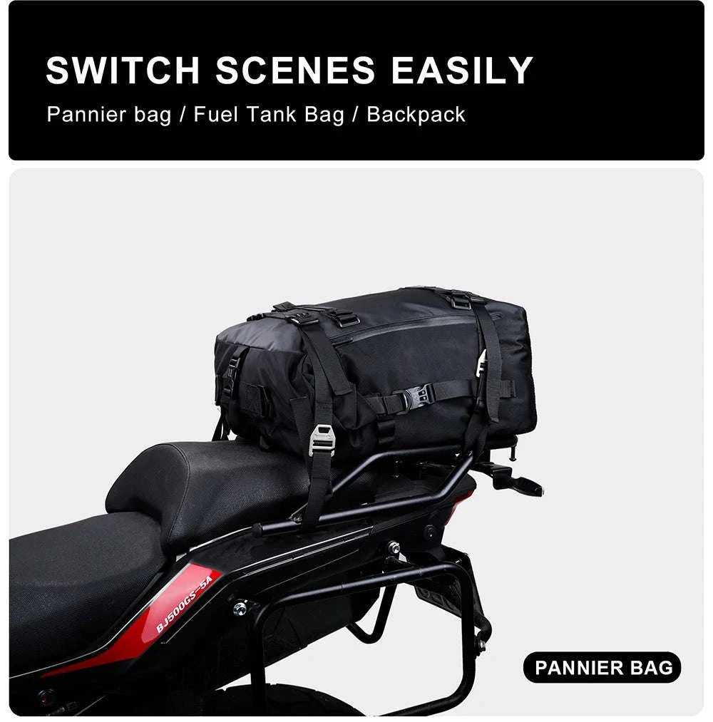 Motorcycle Rear Seat Bag Waterproof Luggage Pack-Black 10L / france