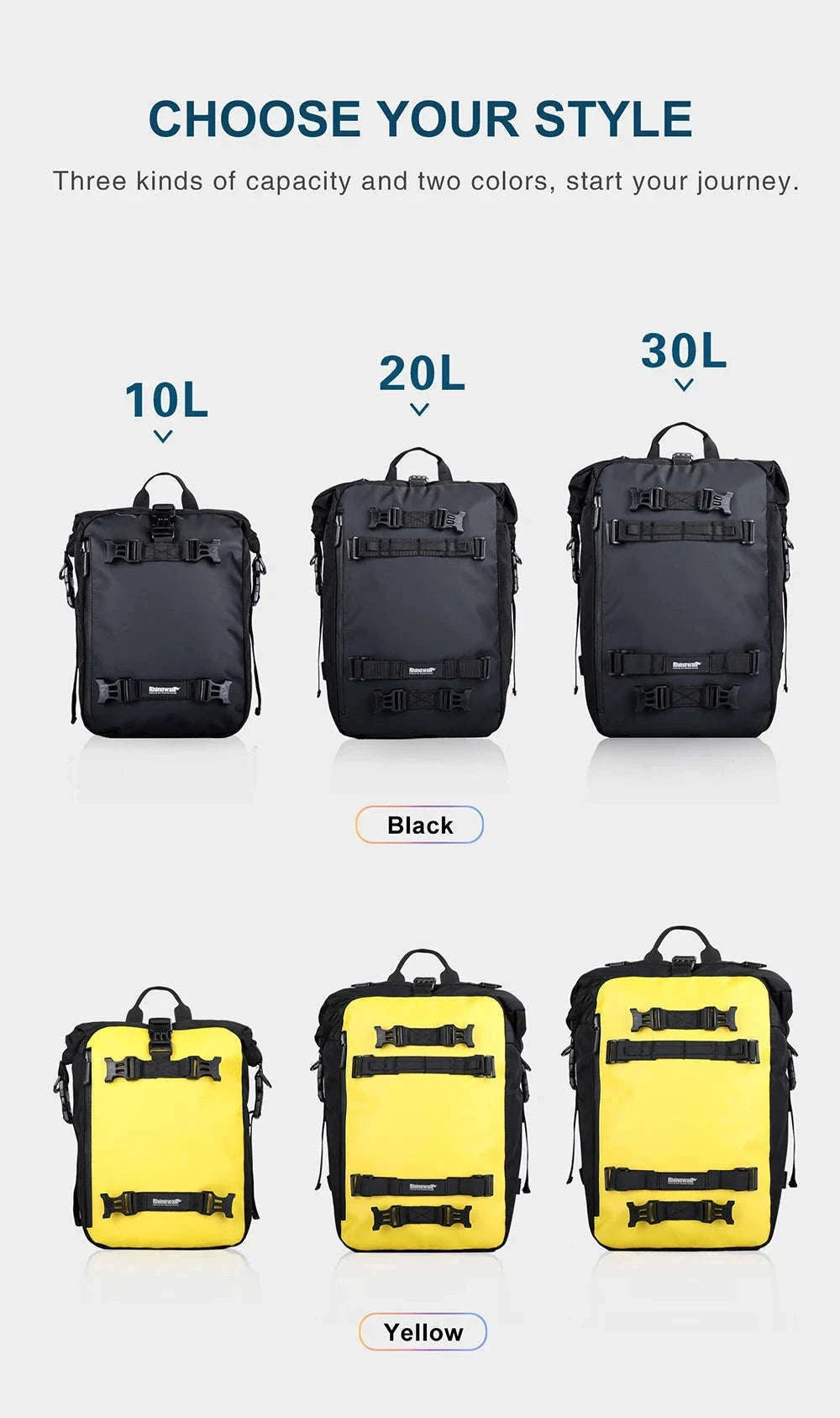 Motorcycle Rear Seat Bag Waterproof Luggage Pack-Black 10L / france