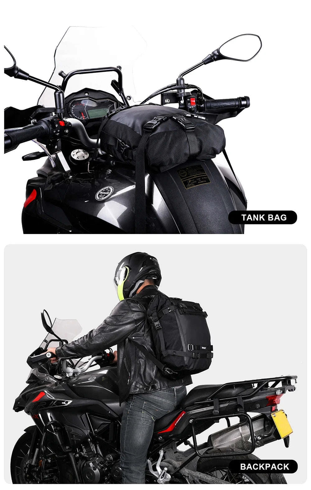 Motorcycle Rear Seat Bag Waterproof Luggage Pack-Black 10L / france