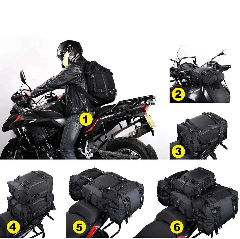 Motorcycle Rear Seat Bag Waterproof Luggage Pack-Black 10L / france