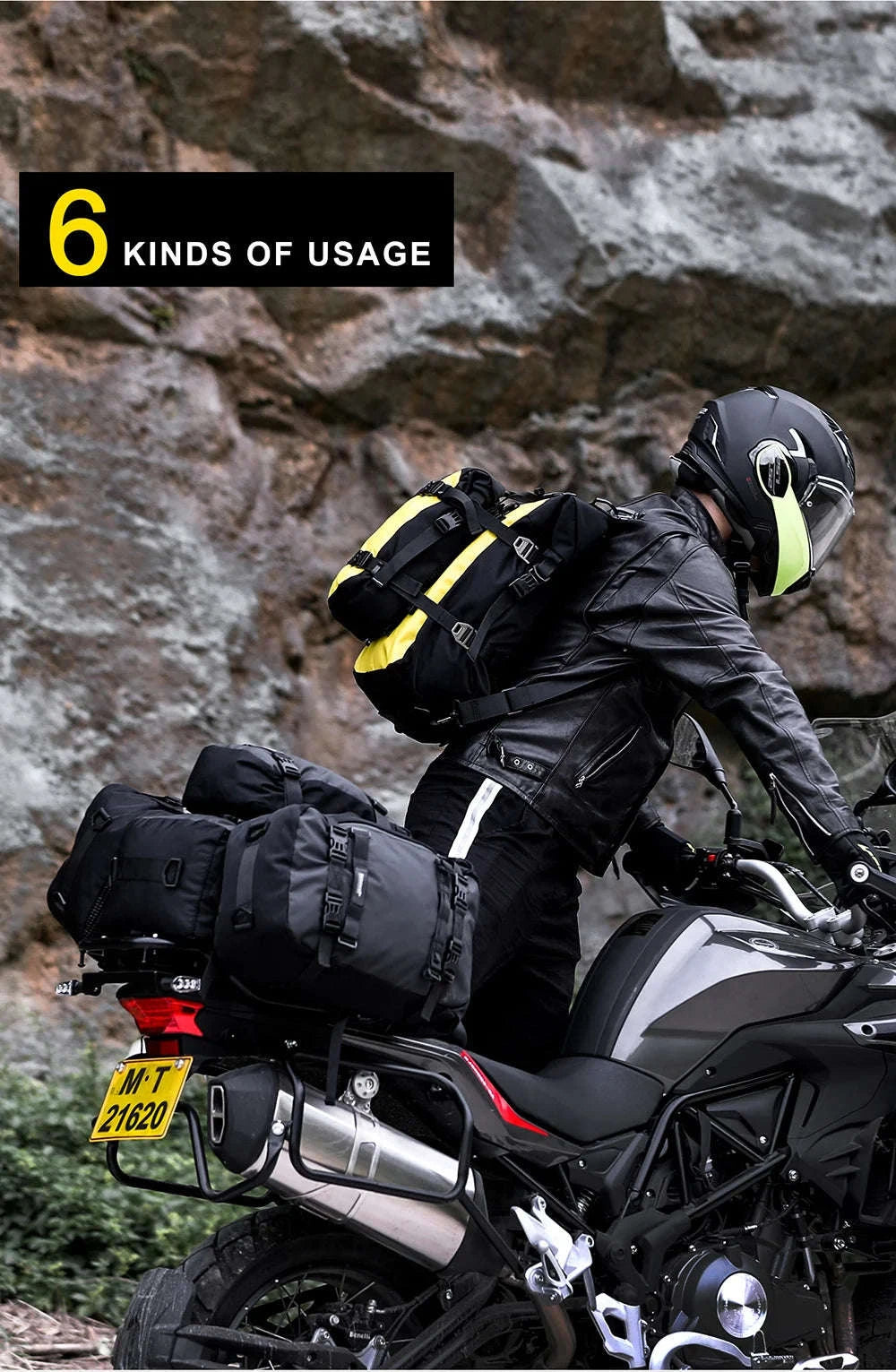 Motorcycle Rear Seat Bag Waterproof Luggage Pack-Black 10L / france