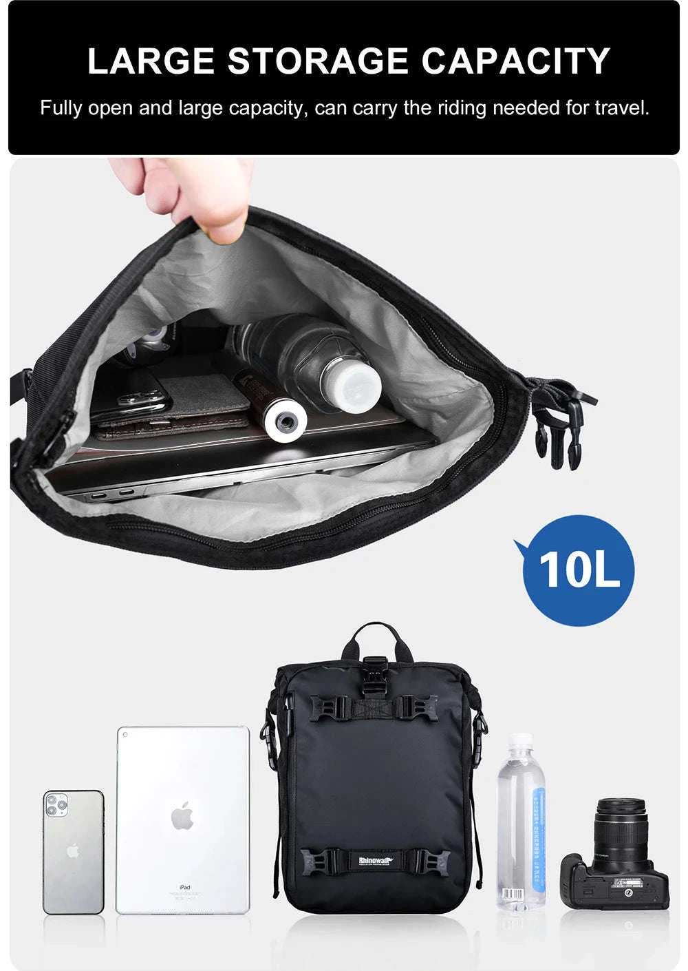 Motorcycle Rear Seat Bag Waterproof Luggage Pack-Black 10L / france