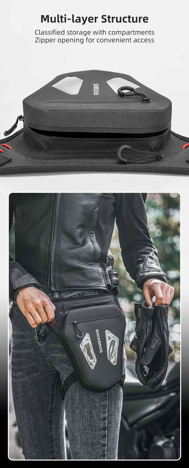 Motorcycle Reflective Leg Bag Adjustable Waist & Crossbody Pack-AS-081-1