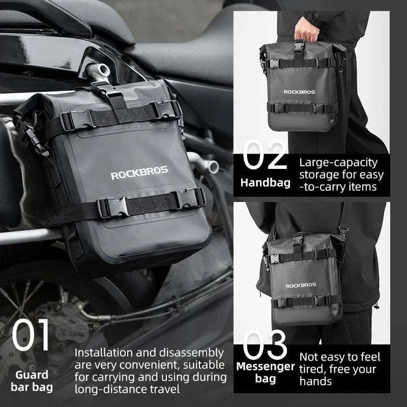 Motorcycle Saddle Bag 5L Waterproof Crash Bar Storage Pack-AS-095-1(5-7L)