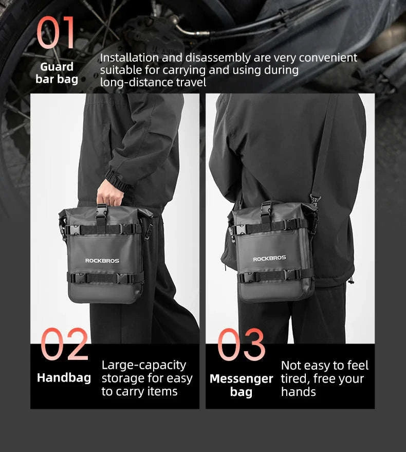 Motorcycle Saddle Bag 5L Waterproof Crash Bar Storage Pack-AS-095-1(5-7L)