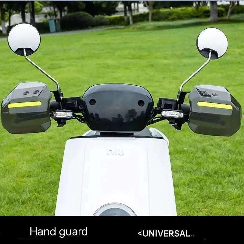 Motorcycle & Scooter Hand Guards with Reflective Safety Strips-F80 Round light colo