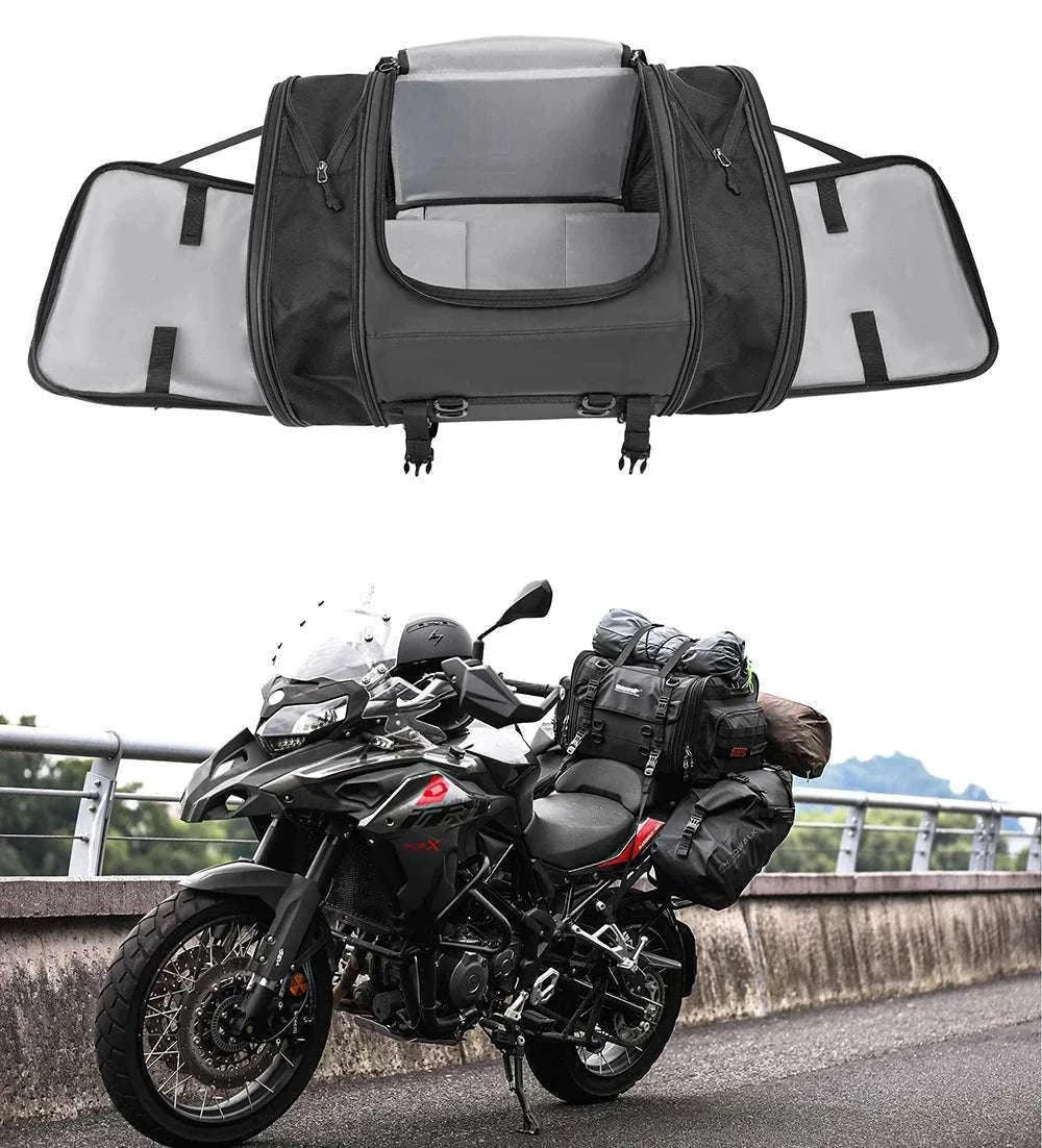 Motorcycle Tail Bag Expandable Luggage 19L–80L Rack Trunk Storage-M 19L-26L Black