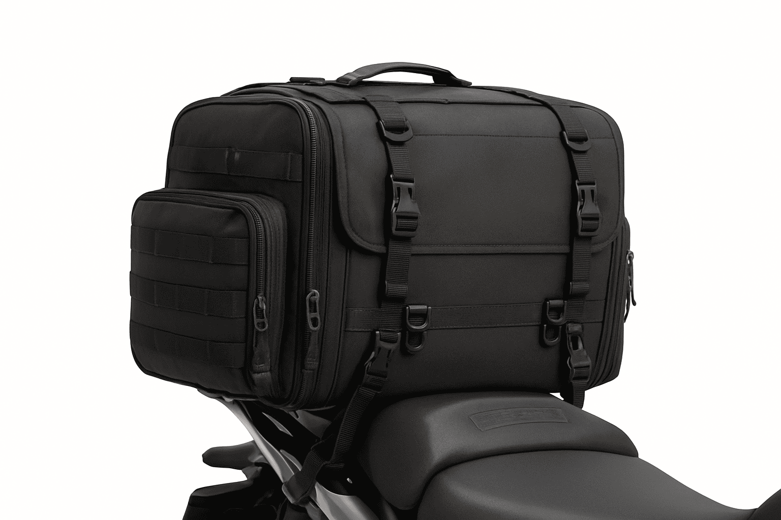 Motorcycle Tail Bag Expandable Luggage 19L–80L Rack Trunk Storage-M 19L-26L Black