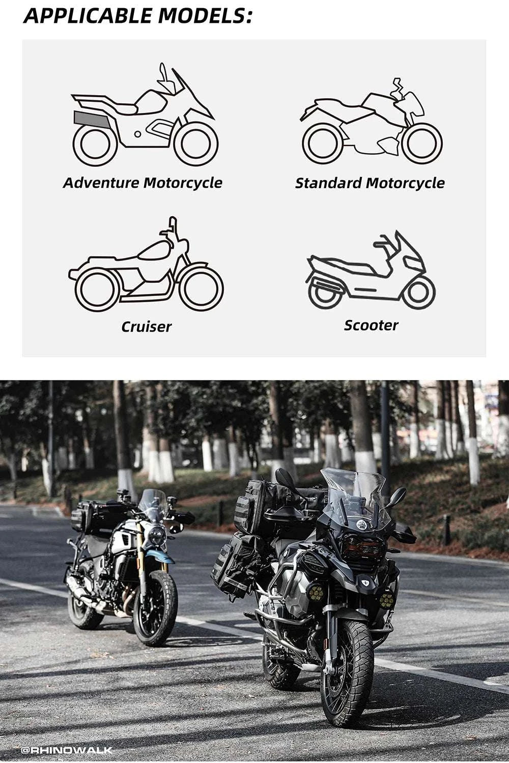 Motorcycle Tail Bag Expandable Luggage 19L–80L Rack Trunk Storage-M 19L-26L Black