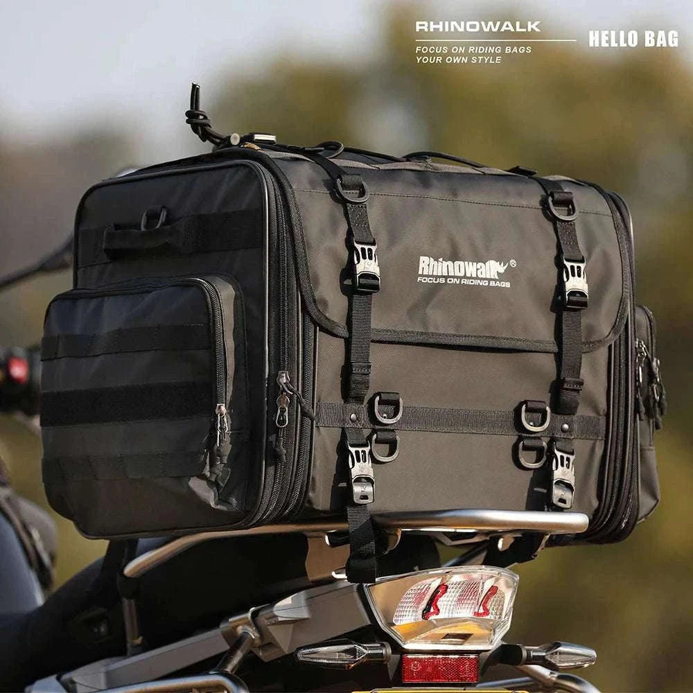 Motorcycle Tail Bag Expandable Luggage 19L–80L Rack Trunk Storage-M 19L-26L Black