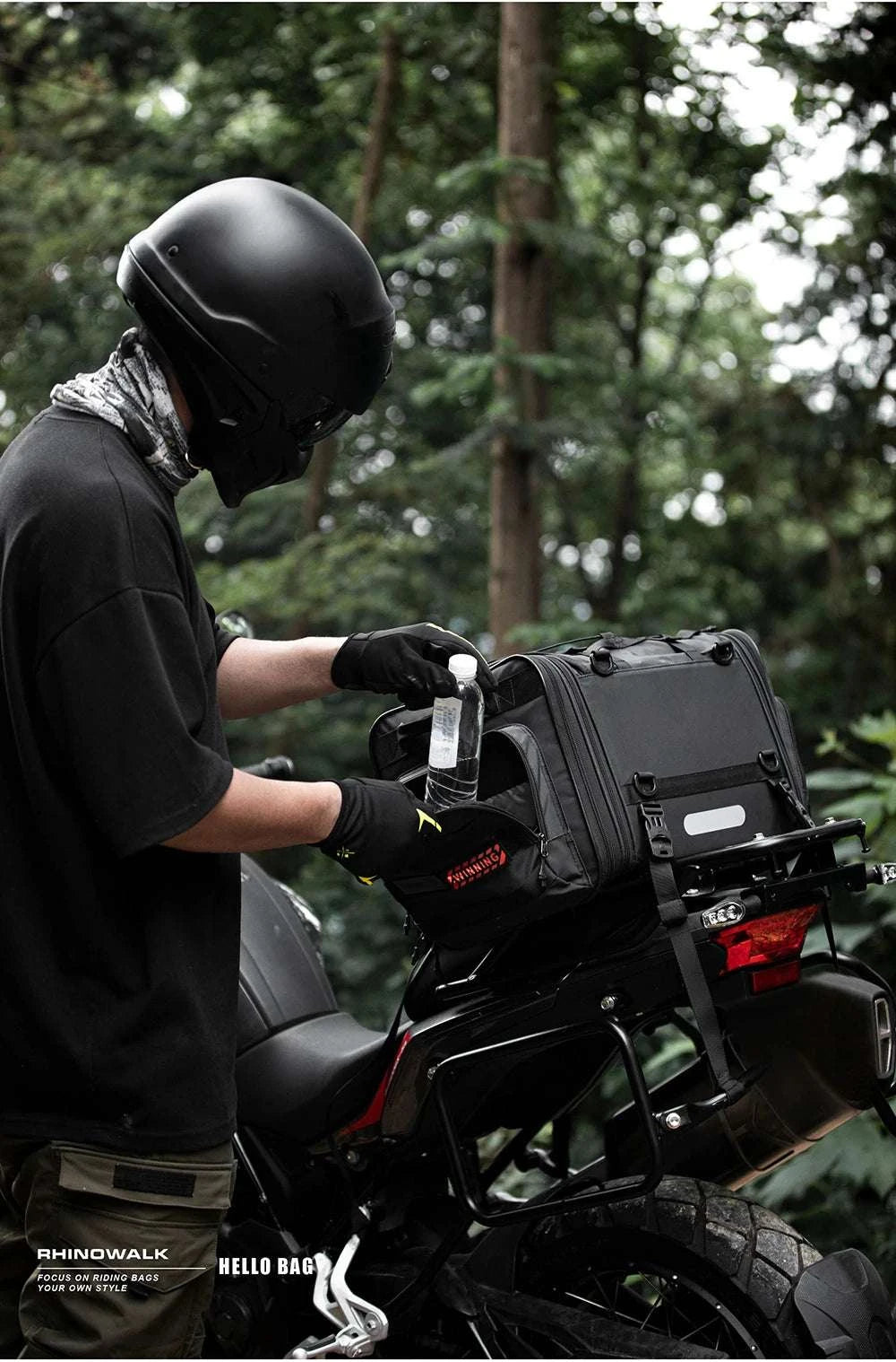 Motorcycle Tail Bag Expandable Luggage 19L–80L Rack Trunk Storage-M 19L-26L Black