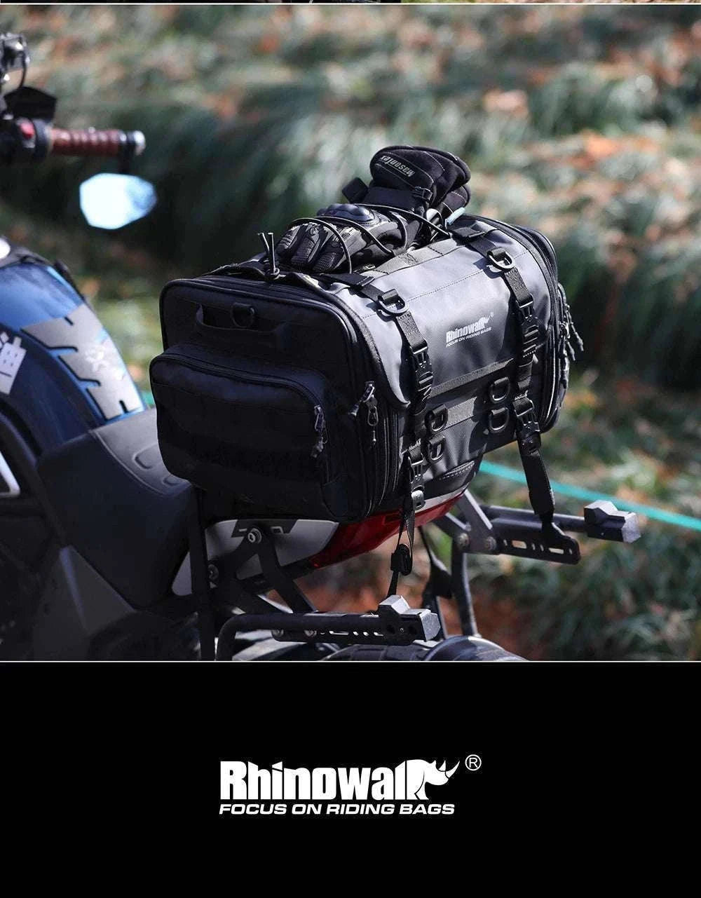 Motorcycle Tail Bag Expandable Luggage 19L–80L Rack Trunk Storage-M 19L-26L Black