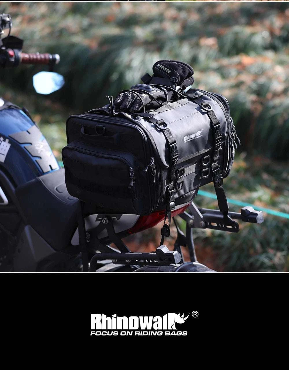 Motorcycle Tail Bag Expandable Luggage 19L–80L Rack Trunk Storage-M 19L-26L Black