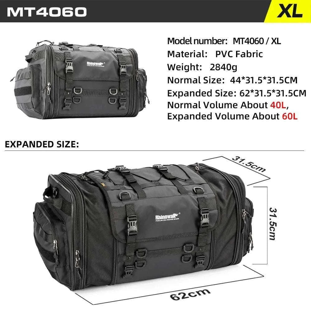 Motorcycle Tail Bag Expandable Luggage 19L–80L Rack Trunk Storage-M 19L-26L Black