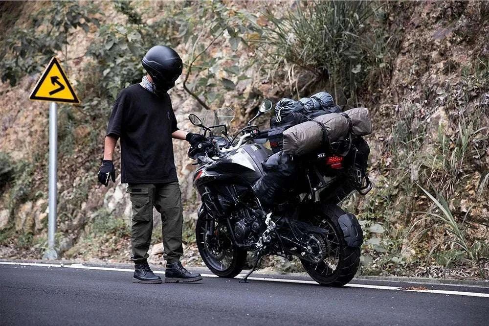 Motorcycle Tail Bag Expandable Luggage 19L–80L Rack Trunk Storage-M 19L-26L Black