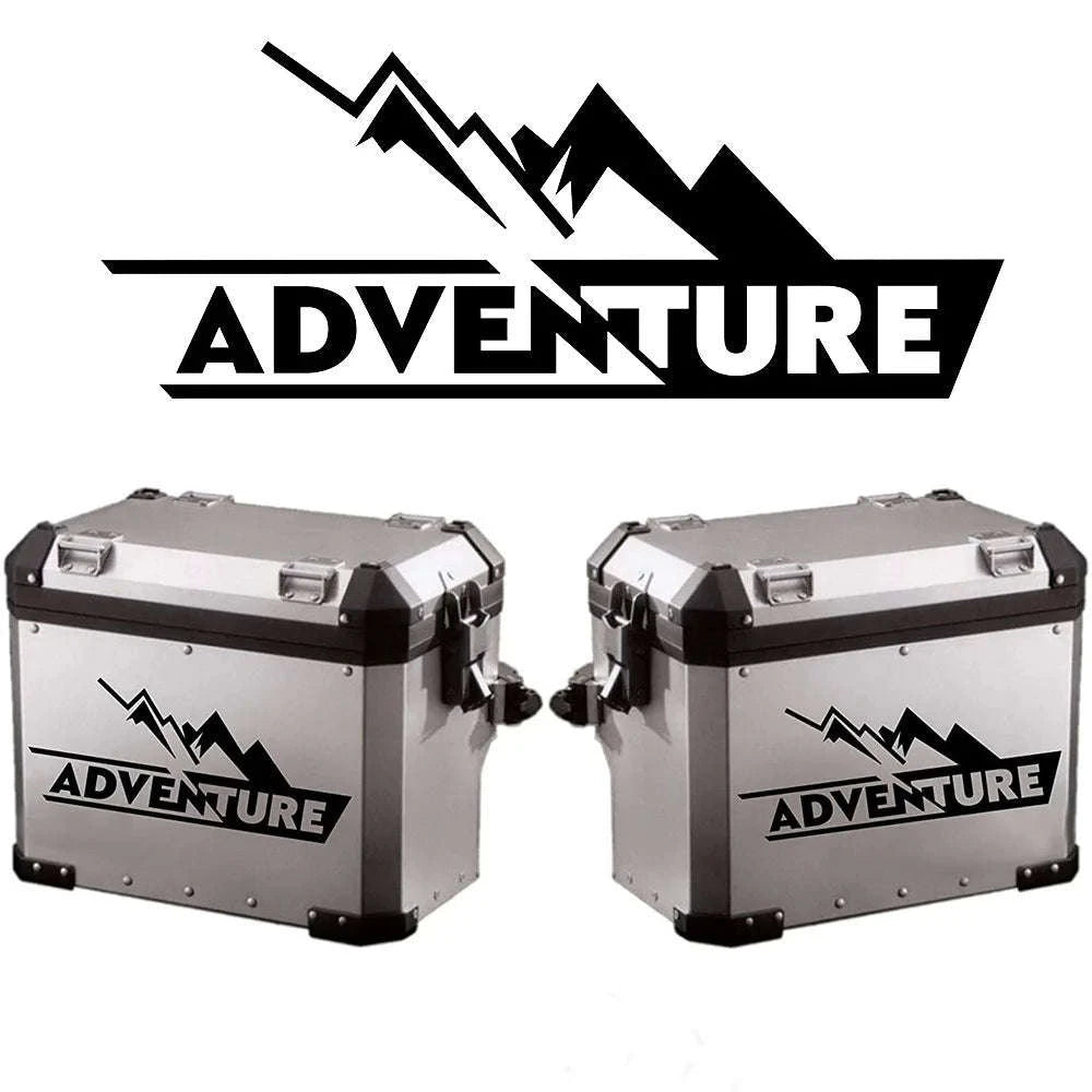 Motorcycle Top Box Reflective Adventure Stickers-2pcs-silver
