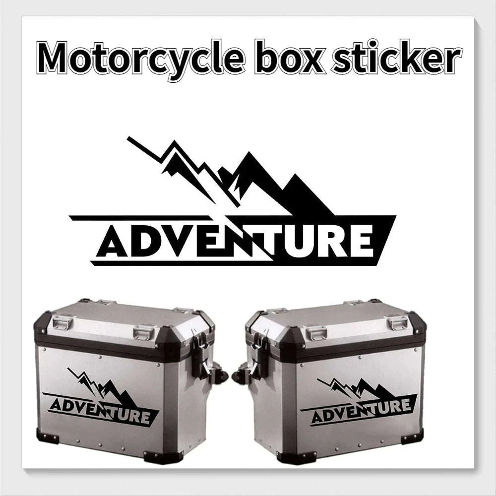 Motorcycle Top Box Reflective Adventure Stickers-2pcs-silver