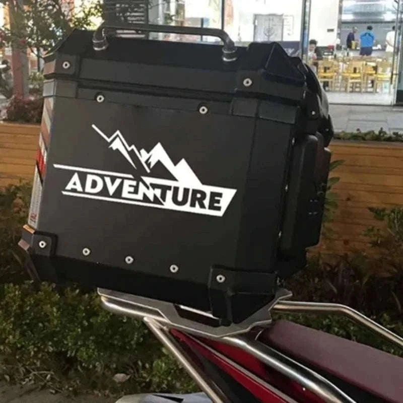 Motorcycle Top Box Reflective Adventure Stickers-2pcs-silver