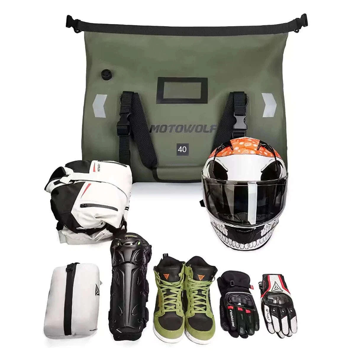 Motorcycle Waterproof Tail Bag Roll Top Dry Luggage 20L–100L-logo-66L