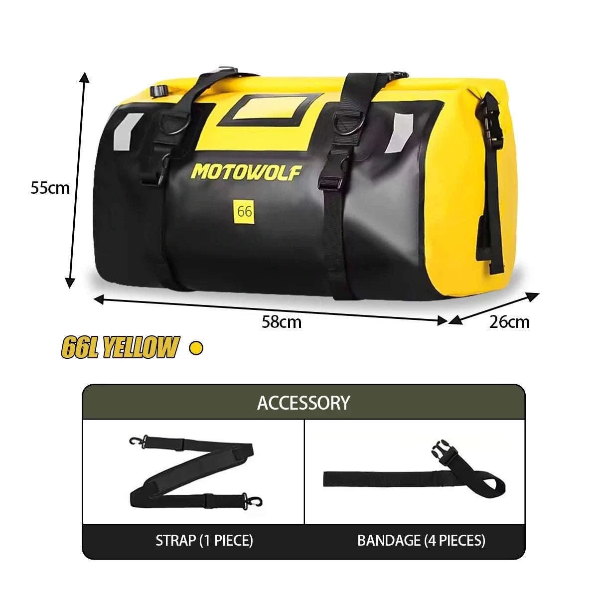 Motorcycle Waterproof Tail Bag Roll Top Dry Luggage 20L–100L-logo-66L