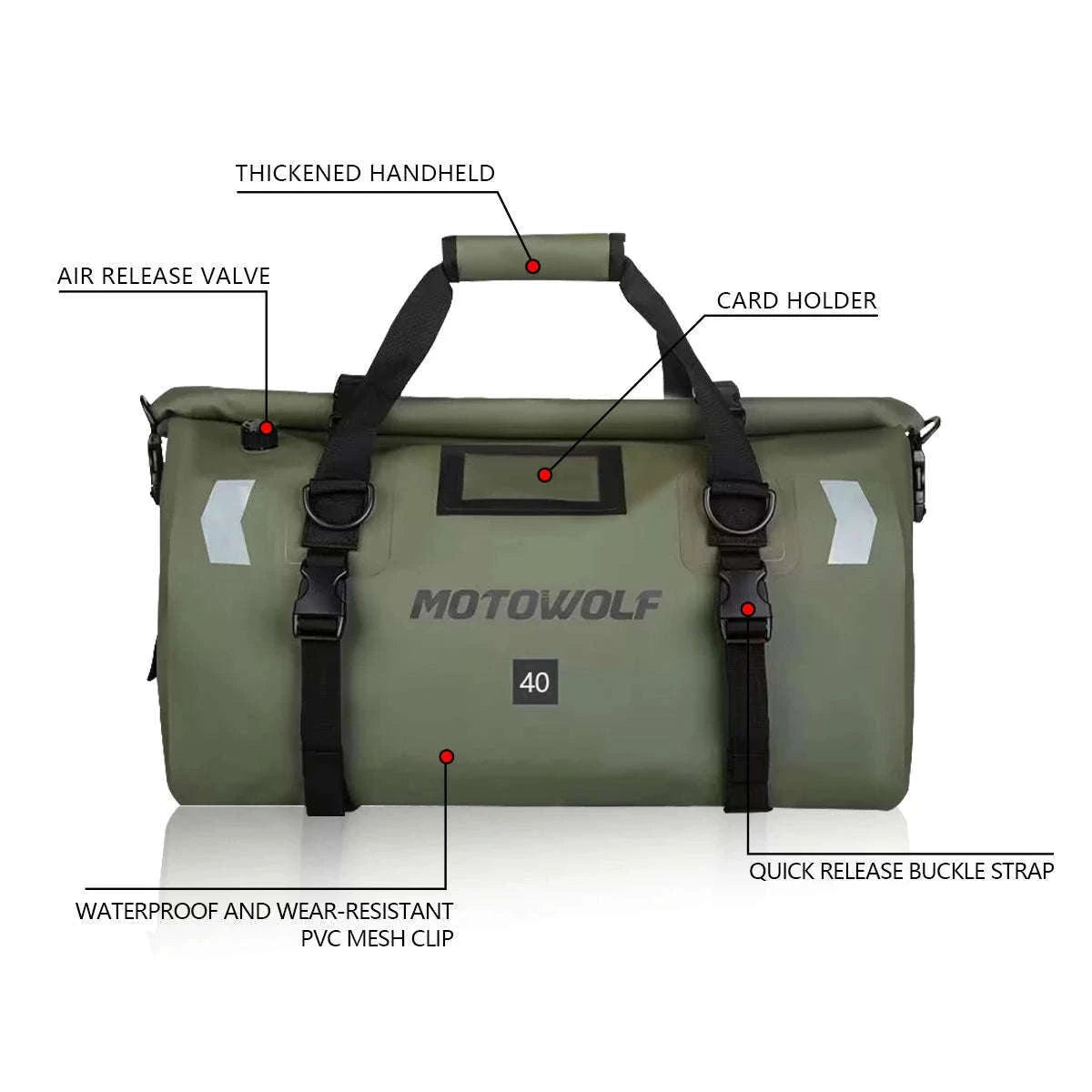 Motorcycle Waterproof Tail Bag Roll Top Dry Luggage 20L–100L-logo-66L