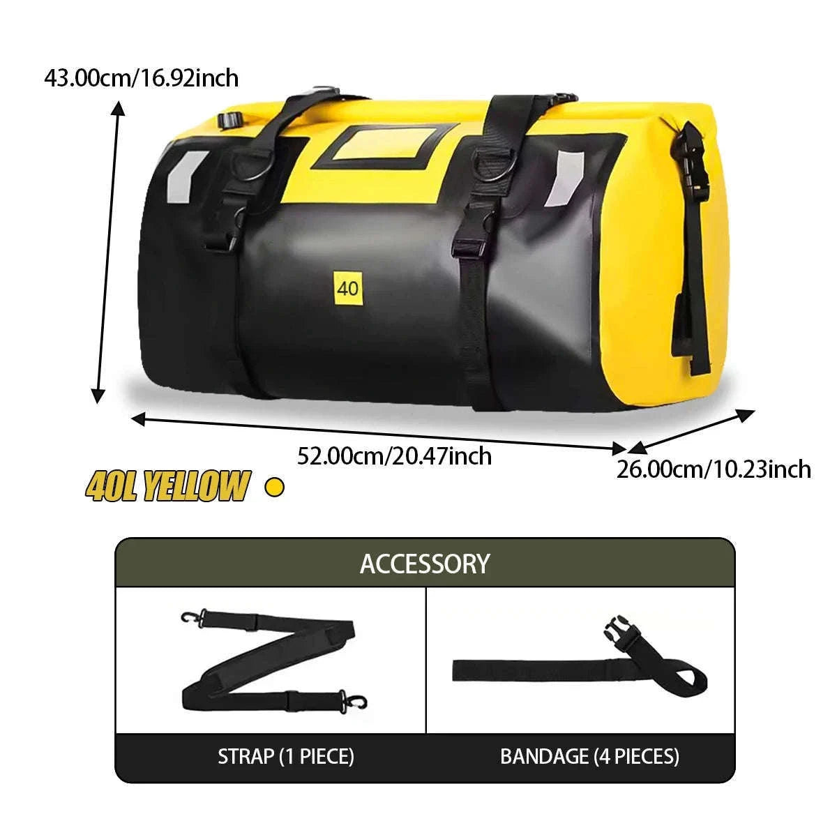 Motorcycle Waterproof Tail Bag Roll Top Dry Luggage 20L–100L-logo-66L