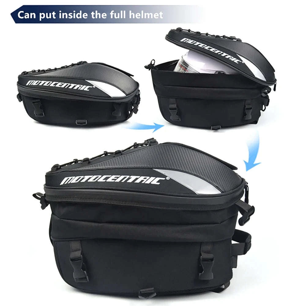 Motorcycle Waterproof Tail Bag with Expandable Helmet Storage-MC-0102-Gray