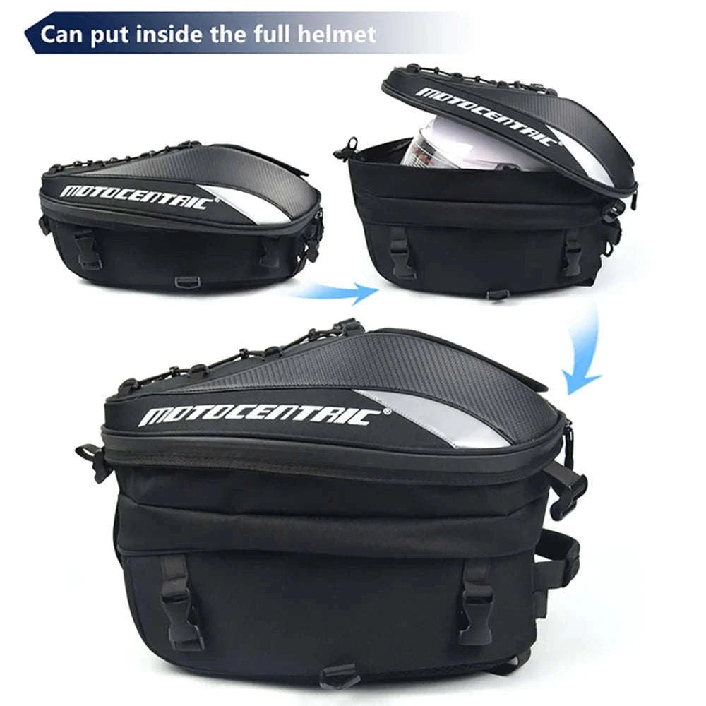 Motorcycle Waterproof Tail Bag with Expandable Helmet Storage-MC-0102-Red