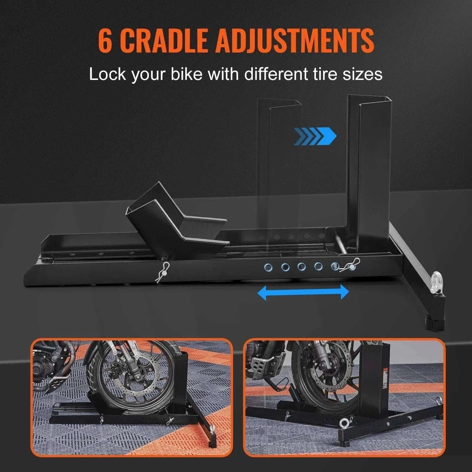 Motorcycle Wheel Chock Upright 1800 lb Adjustable Steel Stand-3 Adjustable Holes / france