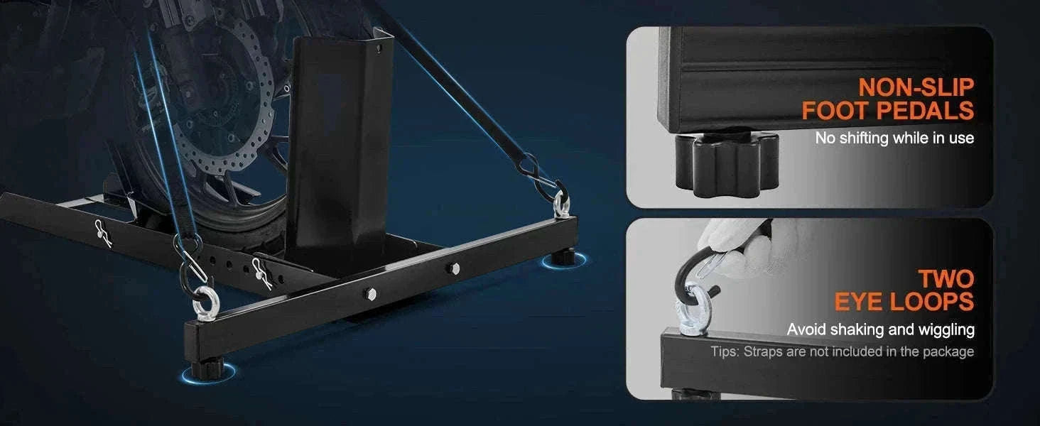 Motorcycle Wheel Chock Upright 1800 lb Adjustable Steel Stand-3 Adjustable Holes / france