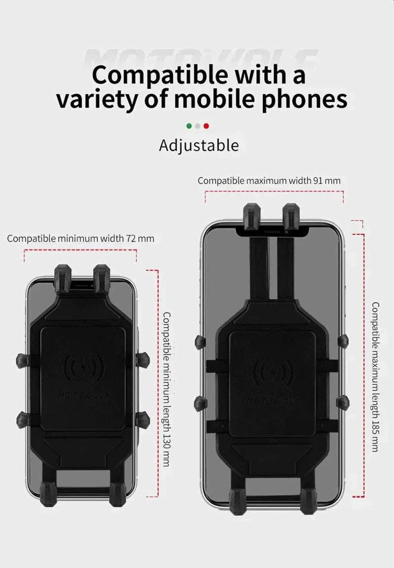 Motorcycle Wireless Charging Phone Mount with 360° Rotation Holder-Charging - mirror