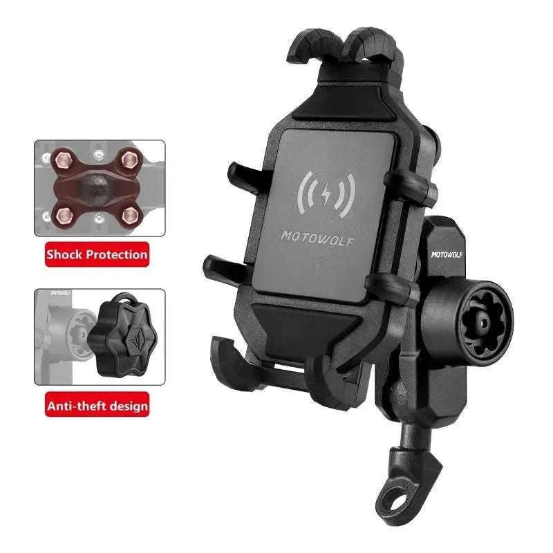 Motorcycle Wireless Charging Phone Mount with 360° Rotation Holder-Charging - mirror