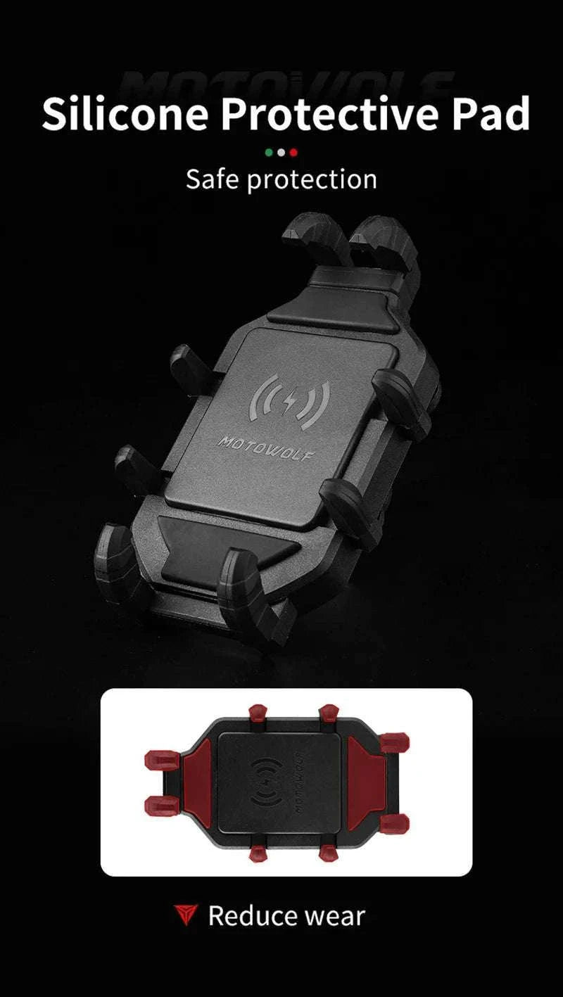 Motorcycle Wireless Charging Phone Mount with 360° Rotation Holder-Charging - mirror