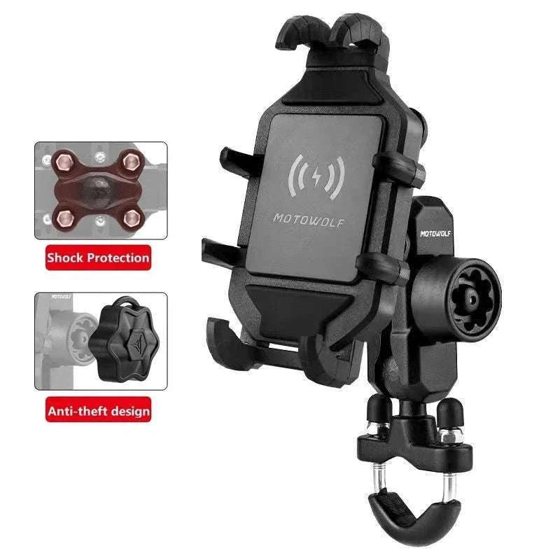 Motorcycle Wireless Charging Phone Mount with 360° Rotation Holder-Charging - mirror