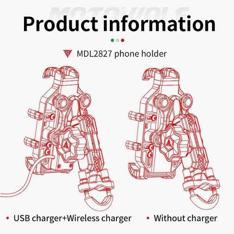Motorcycle Wireless Charging Phone Mount with 360° Rotation Holder-Charging - mirror