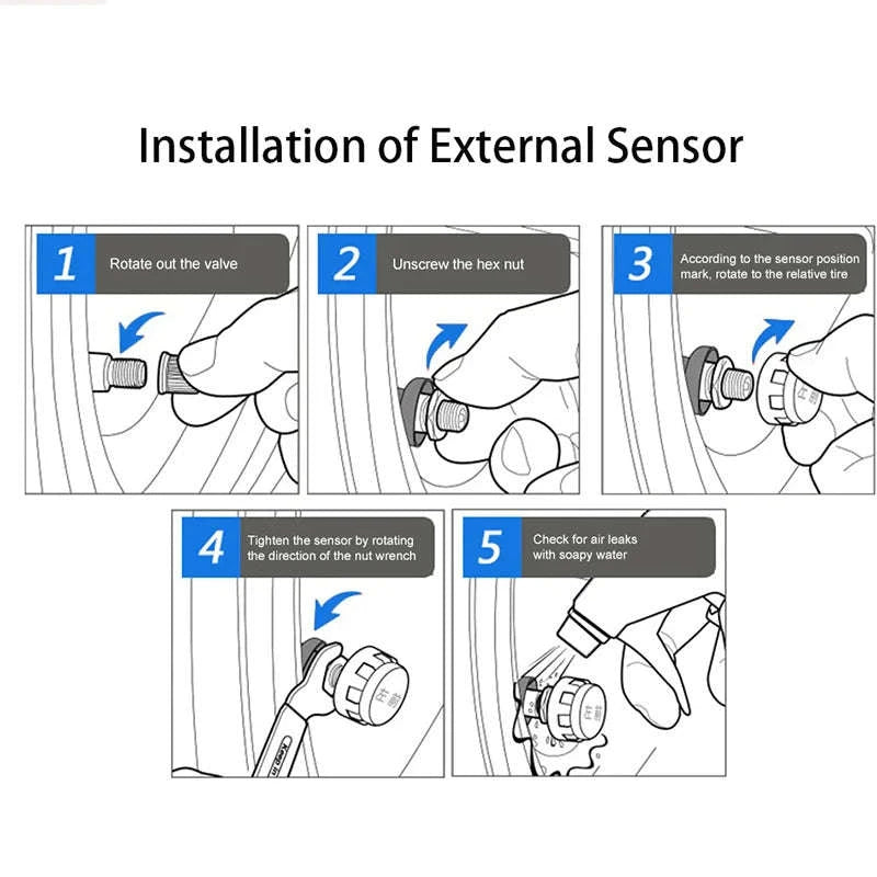 Motorcycle Wireless Tire Pressure Detector with Digital Display-M5 external