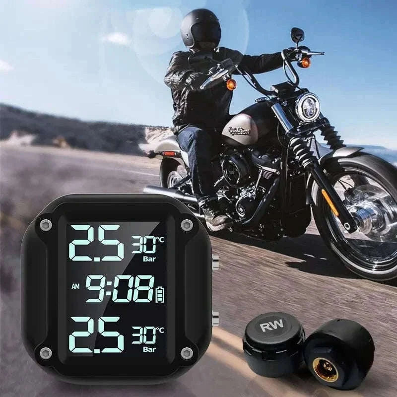 Motorcycle Wireless Tire Pressure Monitor with Digital Display-M5 external